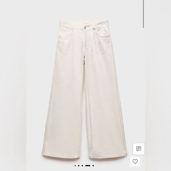 MANGO Metallic Finish Wide Leg Jeans SIZE : - Picture 2 of 16